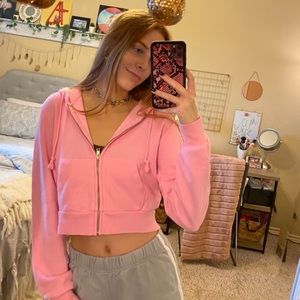 brandy melville bubblegum pink crystal hoodie